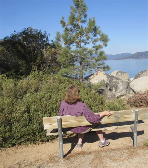 Enjoying the view of Lake Tahoe and relaxing in the ...