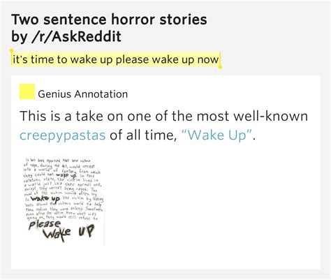 Its Time To Wake Up Please Wake Up Two Sentence Horror Stories