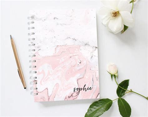 Personalized Notebook Cover Marble Notebook Monogram Etsy