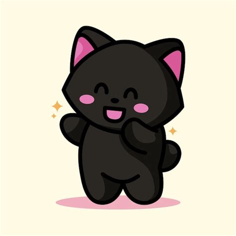 Premium Vector Cute Black Cat Is Doing Adorable Pose