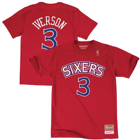 Sixers shirt fresh prince of philly mens ben simmons joel embiid shirt jersey ad. Mitchell & Ness Allen Iverson Philadelphia 76ers Red Name ...