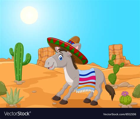 Mexican Donkey Wearing A Sombrero Royalty Free Vector Image