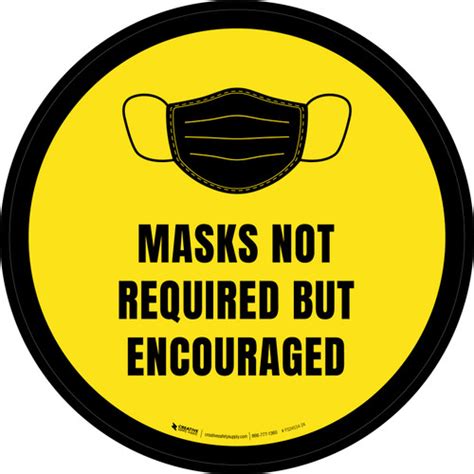 Masks Not Required But Encouraged Yellow Floor Sign