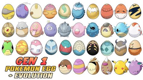 All 151 Pokemon Eggs Gen 1 Evolution Youtube