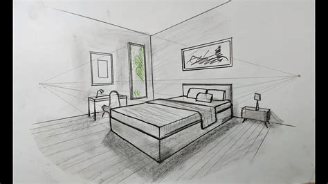 How To Draw Bedroom In 2 Point Perspective 11 Youtube