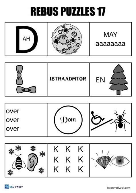 Free Printable Rebus Puzzles With Answers Esl Vault Plexer Of The Day As A Class Opener