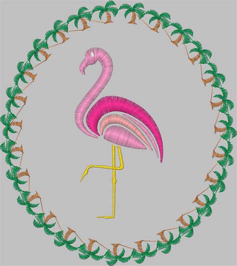 Embroidery Design Digitized Flamingo Palm Tree 5 X 7 Etsy