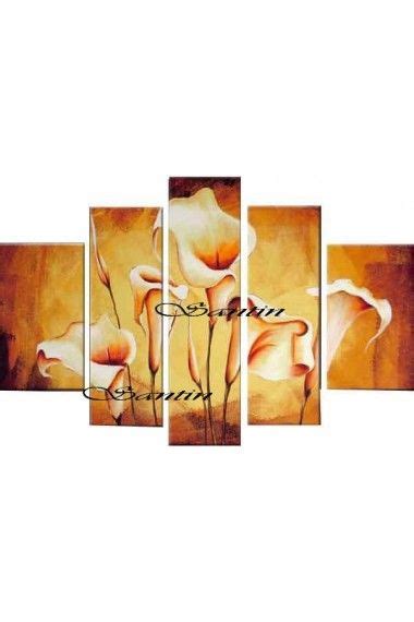 Hand Painted Flower Oil Painting With Stretched Frame Set Of 5 Alice