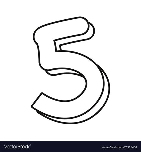 Outlined Number Five On White Background Vector Image