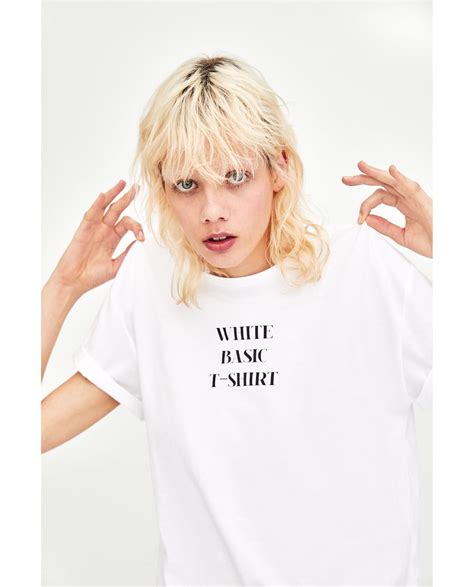 Image Of Basic T Shirt With Slogan From Zara