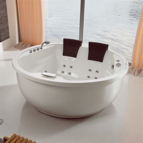 freestanding indoor double seat circular acrylic round whirlpool massage bathtub china massage