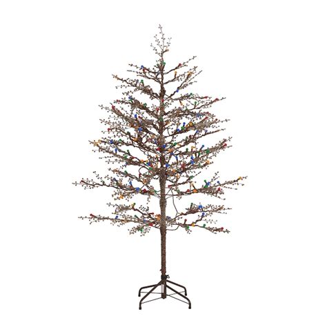 Ge 5 Ft Winterberry Pre Lit Twig Brown Artificial Christmas Tree With