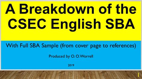 Teach7g Educationcornerstone Ministries A Breakdown Of The Csec English Sba With Full Sba