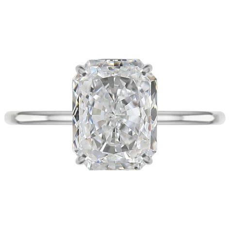 Elongated Radiant Cut Diamond Platinum Ring For Sale At 1stdibs
