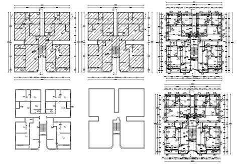 Architecture Apartment Cluster Plan Autocad Drawing Cadbull