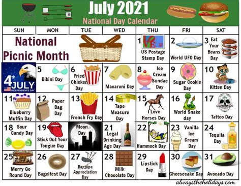 Calendar Of National Days In July 2021 National Day Calendar