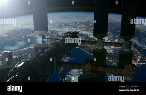 Space Station Orbiting Earth Elements Of This Image Furnished By Nasa
