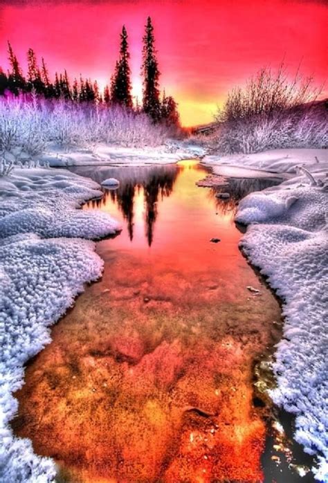 Winter Sunset Beautiful Landscapes Nature Winter Sunset