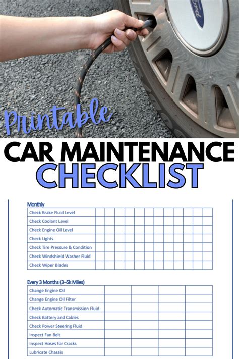 Free Printable Vehicle Maintenance Checklist
