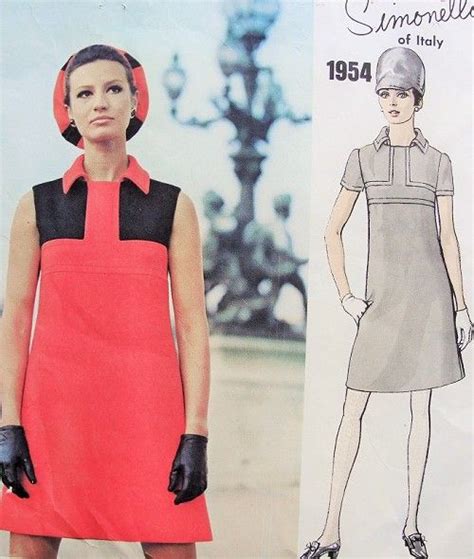 Mod 1960s Simonetta High Fitted A Line Dress Pattern Vogue Couturier