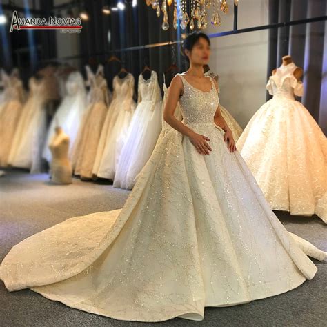 stunning full beading wedding dress luxury brand real work from amanda novias wedding dresses