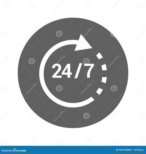 24 7 Availability Icon Gray Vector Graphics Stock Illustration