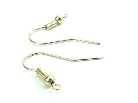 14K Solid Gold Shepard Hook With Coil And Ball Sku EGF1452