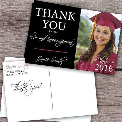 Graduation Thank You Cards Template Thank You Card Design Design