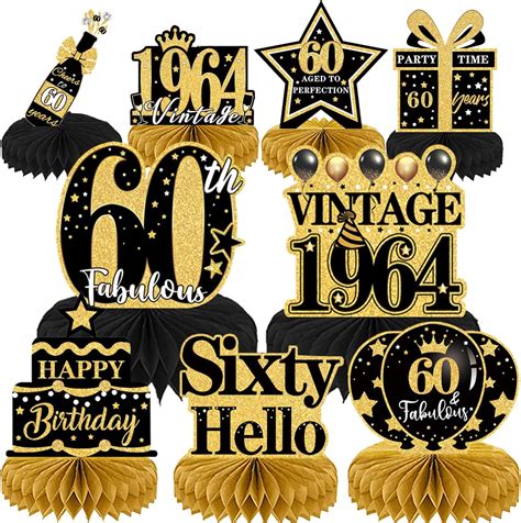 Elomy 60th Birthday Party Decorations 9pcs Glittery 60th Birthday Party Decorations For Men