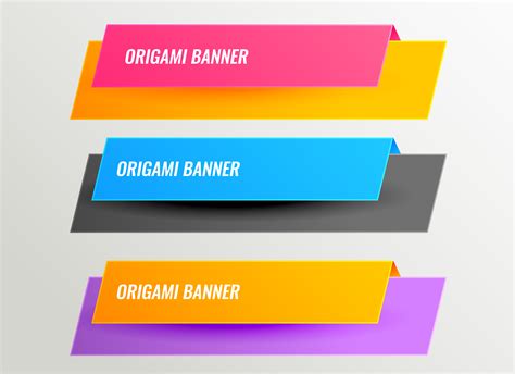 Bright Origami Banners Design Set Download Free Vector Art Stock