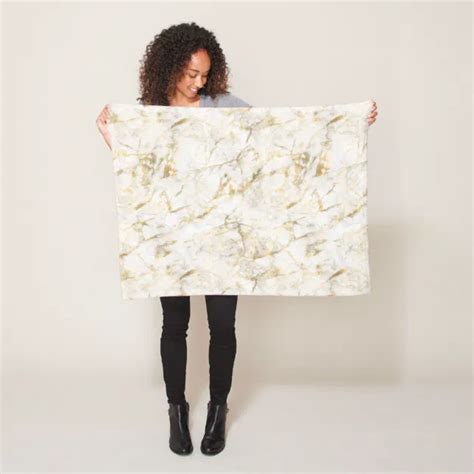 Elegant Gold White Marble Pattern Fleece Blanket Zazzle