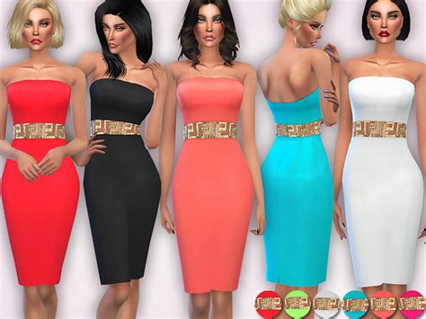 Sims Cc S The Best Gold Embellished Waist Bodycon Dress By Harmonia