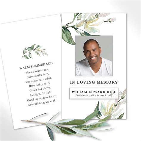 Beautiful Funeral Mass Card Photo Keepsake With A Customized Poem