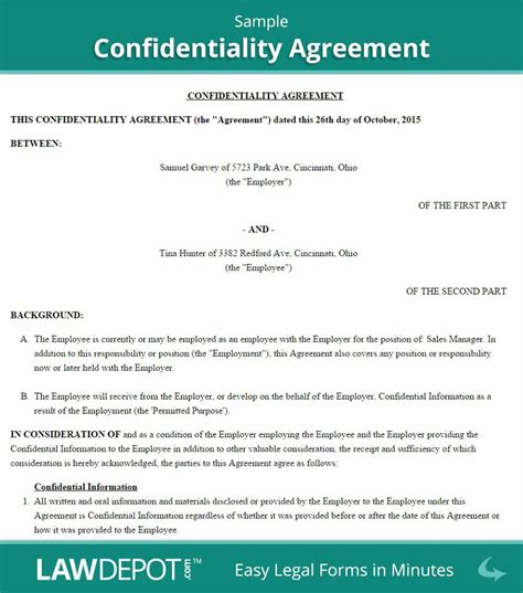 Employee Confidentiality Agreement Template ~ Addictionary