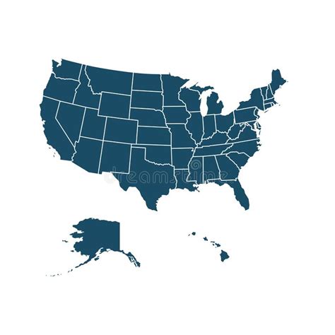 High Quality Dark Blue Flat America Map Stock Illustration