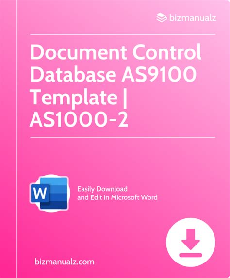 As9100 Document Control Database Template Word
