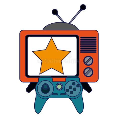 Star tv uygulamasıyla star tv içeriklerini daha kolay takip edebilir. Old Tv With Star On Screen And Videogame Gamepad In Black ...