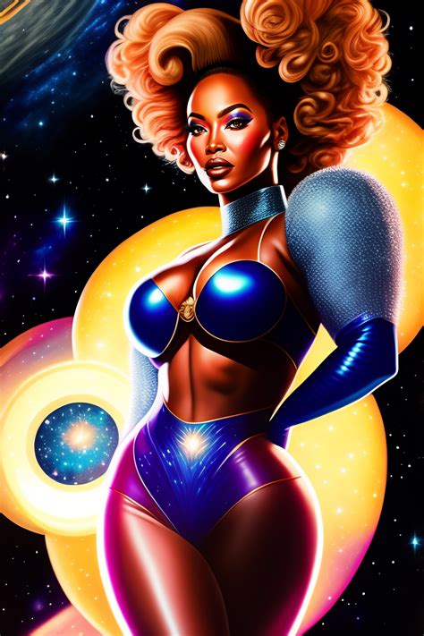 Lexica Colored Pencil Drawing Of A Comics Pinup Galaxy Background Centered On View Blonde