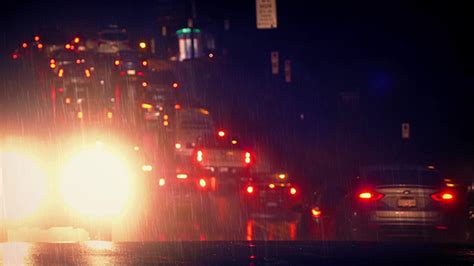 Cars Driving On Highway On Rainy Night Stock Footage Videohive