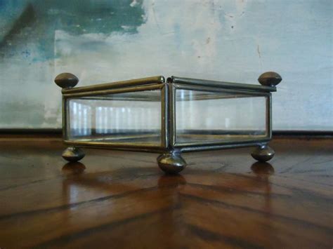 Vintage Double Sided Triangle Brass And Glass Box Etsy Glass Boxes Vintage Home Decor Glass
