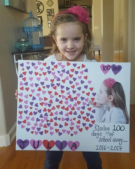 100 Days Of School Kissing Away Hearts School Project 100 Days Of
