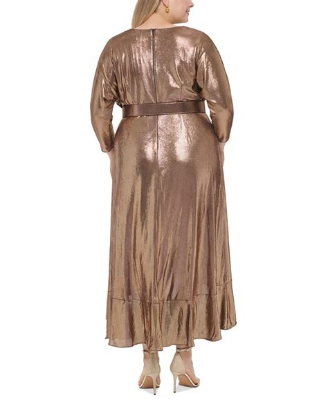 Eliza J Plus Size Metallic Ruffled Belted Dress And Reviews Dresses