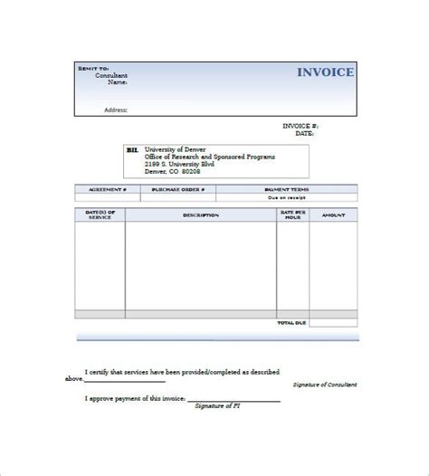 9 Consultant Consulting Invoice Templates Free Word Excel Pdf