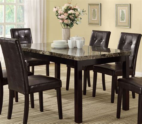 F2093 Dark Brown Marble Look Dining Table Collection By Updated