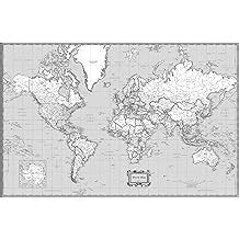 Buy Cool Cool Owl Maps World Wall Map Classic Black White Design