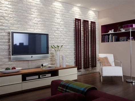 Brique de parement blanc : Mur en brique blanc pour salon | Mur en pierre salon ...