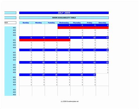 Booking Calendar Template Excel Free Reservation Calendar Template