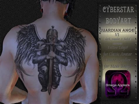 Second Life Marketplace Guardian Angel V1 Back Tattoos Tattoo Appliers Huds For Mesh Bodies