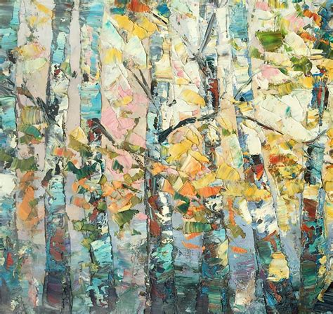 Canvas Art Autumn Birch Tree Painting Abstract Landscape Painting A