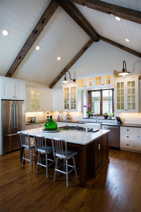 Many kitchen light fixtures are black, blue, gold, clear, blue, grey, silver, white, or multicoloured. 13 Ways to Add Ceiling Beams to Any Room | Vaulted ceiling ...